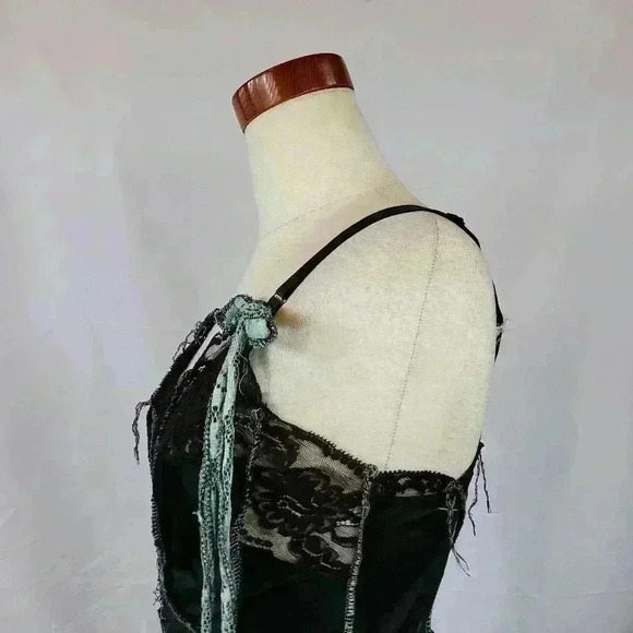 RARE Early 2000s WearyDrearies Slip Dress Trashed DIY Skater Upcycled OOAK S/M - Picture 6 of 8